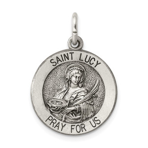 Sterling Silver Antiqued Saint Lucy Medal - QC-92B7DB31-6592