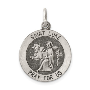 Sterling Silver Antiqued Saint Luke Medal - QC-9132387D-3346