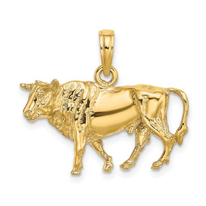 14K 3-D Bull w/Horns Charm