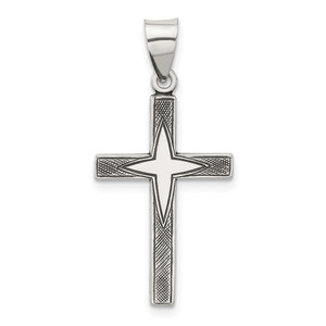 Sterling Silver Antiqued Solid Textured Cross Pendant - QC-6F621629-7877