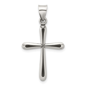 Sterling Silver Antiqued Solid Textured Cross Pendant - QC-BB93990D-1763