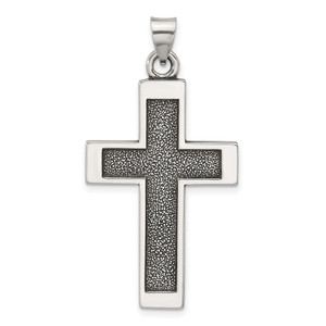 Sterling Silver Antiqued Solid Textured Cross Pendant - QC-D831F5B8-1464