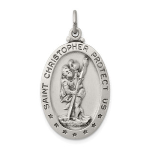 Sterling Silver Antiqued St. Christopher Medal - QC-591CC2D1-4903