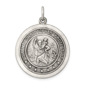 Sterling Silver Antiqued St. Christopher Medal - QC-63CBFE21-4155