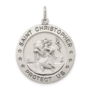Sterling Silver Antiqued St. Christopher Medal - QC-66D5F44C-7805