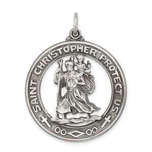 Sterling Silver Antiqued St. Christopher Medal - QC-8DC7DD67-5952