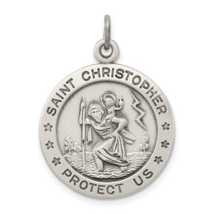 Sterling Silver Antiqued St. Christopher Medal - QC-BA2BBFA3-8881