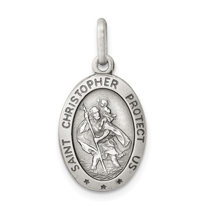 Sterling Silver Antiqued St. Christopher Medal - QC-E3BFD6D3-2244