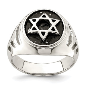Sterling Silver Antiqued Star of David Ring - QR-03A8F71D-7694