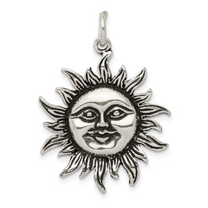 Sterling Silver Antiqued Sun Charm - QC-3A52392A-5255