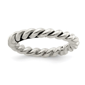 Sterling Silver Antiqued Twisted 3mm Women's Ring - QR-881AF708-5764