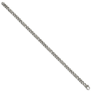 Sterling Silver Black Ruthenium-plated Brushed Fancy Curb Chain Mens 8.5 inch Bracelet