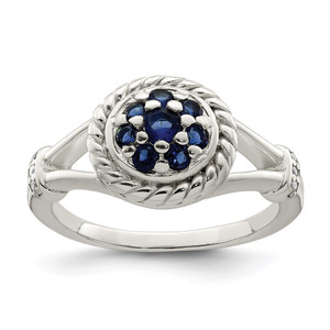 Sterling Silver Blue & White CZ Ring - QR-DA41A3BF-1634