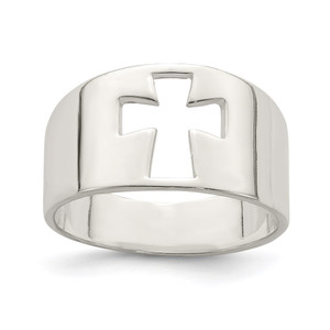 Sterling Silver Cross Cutout Ring - QR-1A261408-7499