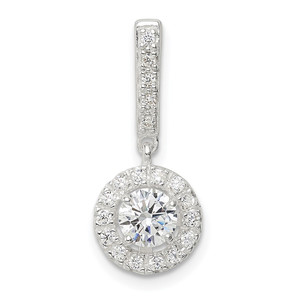 Sterling Silver CZ Halo Dangle Pendant