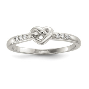 Sterling Silver CZ Heart Ring - QR-6D7EC14A-1437