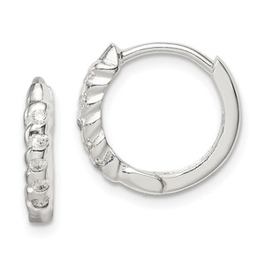 Sterling Silver CZ Hinged Hoop Earrings - QE-1C721BCE-7153