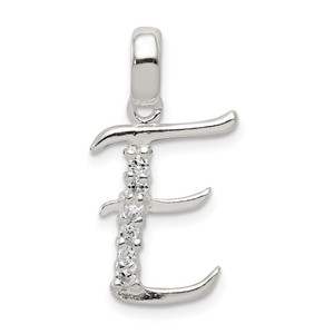 Sterling Silver CZ Letter E Initial Pendant - QC-43BBB388-9644