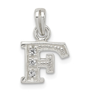Sterling Silver CZ Letter F Initial Pendant - QC-0DF60F05-6532