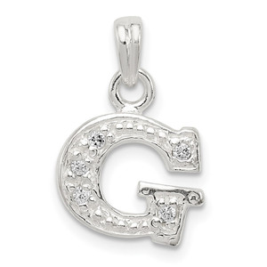 Sterling Silver CZ Letter G Initial Pendant - QC-960B965F-7084