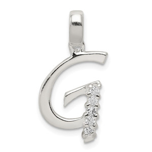 Sterling Silver CZ Letter G Initial Pendant - QC-B8EE9C74-4220