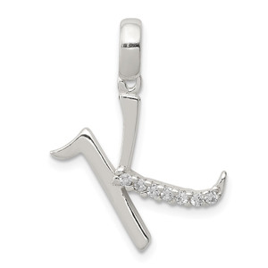 Sterling Silver CZ Letter K Initial Pendant - QC-E3CE41EE-4565