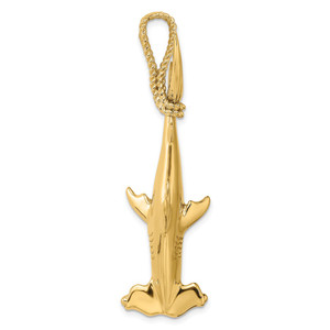 14K 3-D Hammerhead Shark w/ Rope Bail Charm