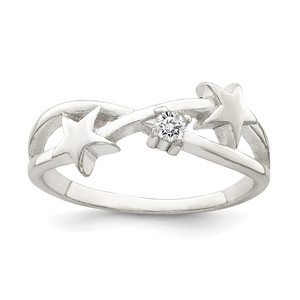 Sterling Silver CZ Star Ring - QR-DAAF55D3-2628