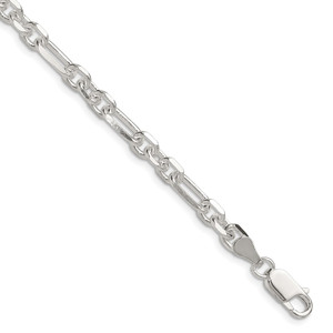 Sterling Silver D/C 6mm 3 Short Plus 1 Long Cable Link Chain - QF-6F1F848F-1216