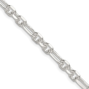 Sterling Silver D/C 6mm 3 Short Plus 1 Long Cable Link Chain - QF-7871C372-6062