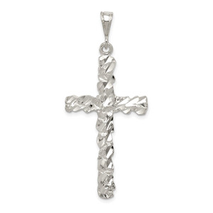 Sterling Silver Diamond -Cut Cross Pendant - QC-7102D5B7-5789