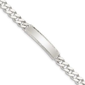 Sterling Silver Diamond-cut Engraveable Curb Link ID Bracelet - QI-70DF2550-6273