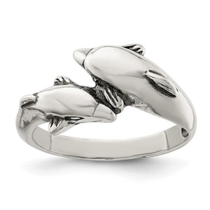 Sterling Silver Dolphin Ring - QR-225F27DC-3048