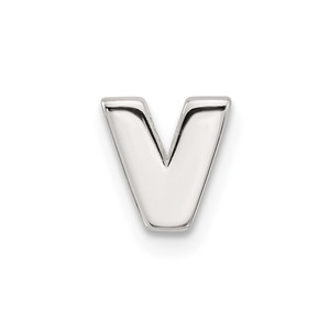 Sterling Silver E-coated Letter V Slide Charm