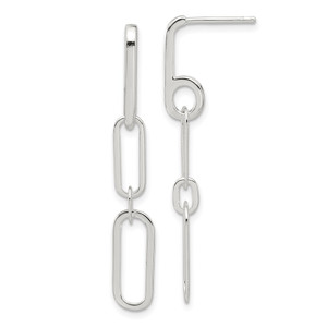 Sterling Silver E-coated Paperclip Link Post Dangle Earrings - QE-C482AC02-2888
