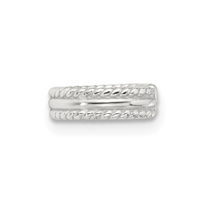 Sterling Silver E-coated Polished & Twisted Edges Single Cuff Earring