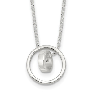 Sterling Silver E-Coating Double Circle 16in w/2in ext Necklace