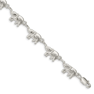 Sterling Silver Elephants Bracelet - QA-84AED6CD-3585