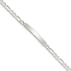 Sterling Silver Engraveable 6 in. Figaro Link ID Bracelet