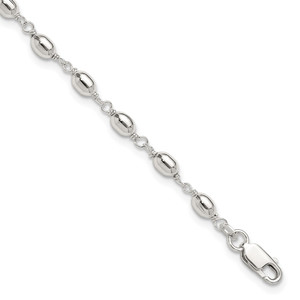 Sterling Silver Fancy Bead Anklet - QG-802CFAB5-2928