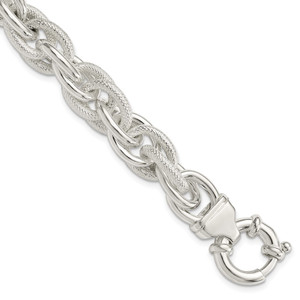 Sterling Silver Fancy Link Bracelet - QG-EECBECCC-7283