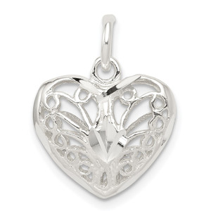Sterling Silver Filigree Heart Charm - QC-052E8677-1520