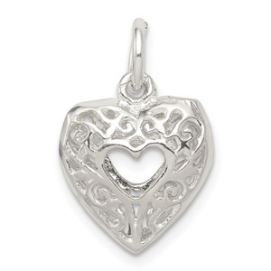 Sterling Silver Filigree Heart Charm - QC-636ED98D-3939