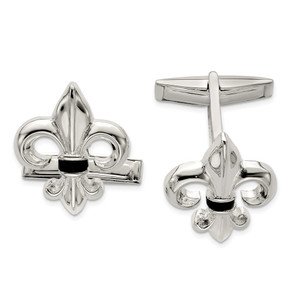Sterling Silver Fleur De Lis w/Onyx Cuff Links