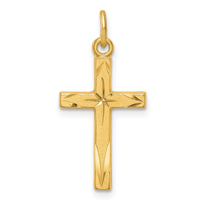 Sterling Silver Gold Tone Diamond-Cut Cross Pendant - QC-3E2E1089-4739