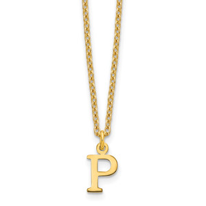 Sterling Silver Gold-plated Cutout Letter P Initial Necklace