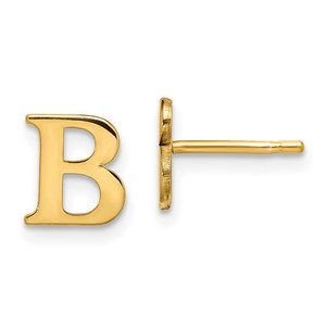 Sterling Silver Gold-plated Letter B Initial Post Earrings
