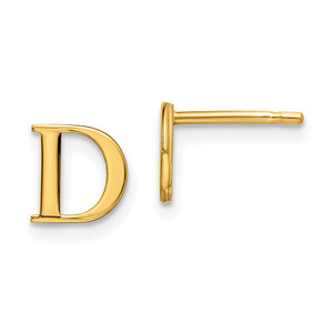 Sterling Silver Gold-plated Letter D Initial Post Earrings