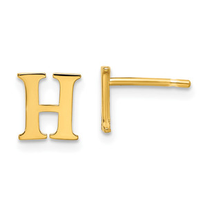 Sterling Silver Gold-plated Letter H Initial Post Earrings