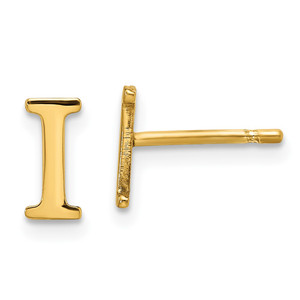Sterling Silver Gold-plated Letter I Initial Post Earrings